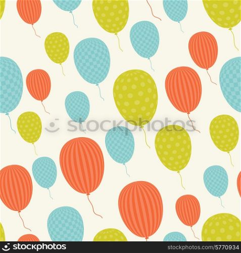 Vector seamless in retro style pattern, flying balloons.