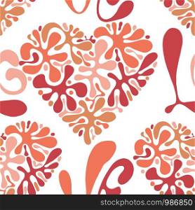 Vector Seamless Love Composition with heart and floral pattern and Love Lettering