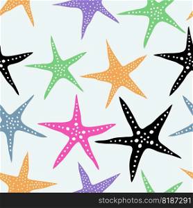 vector seamless marine design with sea star fish. seamless colorful background pattern. ocean star fish animal, underwater wildlife illustration