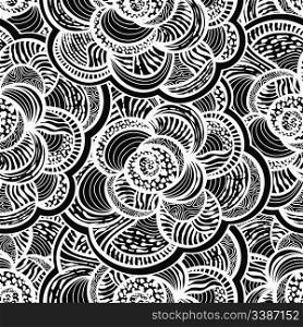 vector seamless monochrome floral background