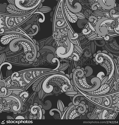 vector seamless monochrome paisley pattern in greys