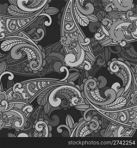 vector seamless monochrome paisley pattern in greys