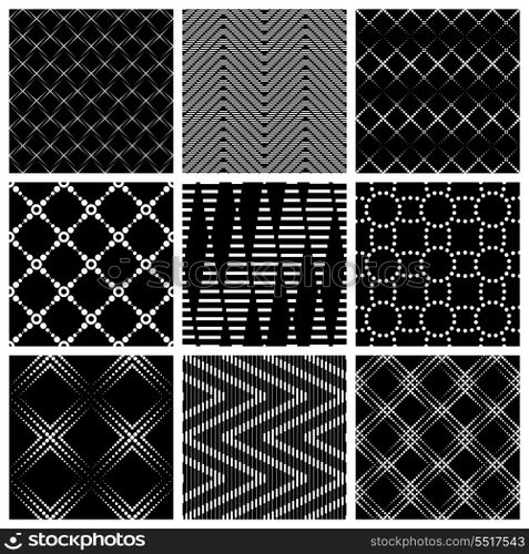 Vector Seamless Monochrome Pattern Set