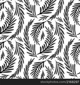 Vector seamless monochrome pattern with fennel herbaceous. Fabric with grass fields. Wallpaper with black branches of dill on a white background. Natural texture with curled stems for wrapping paper. Vector seamless monochrome pattern with fennel herbaceous. Fabric with grass fields. Wallpaper with black branches of dill on a white background.