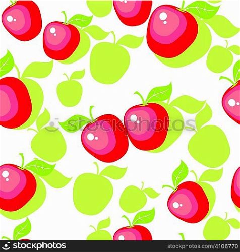 Vector. Seamless ornament with apple in colour