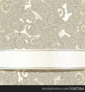 vector seamless paisley background with frame for your text, eps 10