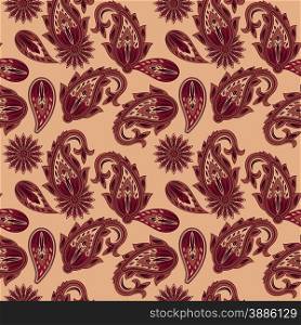 Vector Seamless Paisley Pattern in red