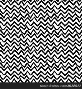 Vector seamless pattern. Abstract background with zigzag brush strokes. Hand drawn texture. Black and white grunge pattern. Can be used for tags, flyers, banners, web, print, textile and paper designs