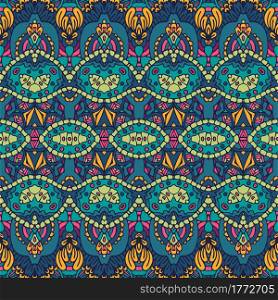 Vector seamless pattern abstract geometry colorful ethnic geometric psychedelic print. Tribal vintage abstract geometric ethnic seamless pattern ornamental