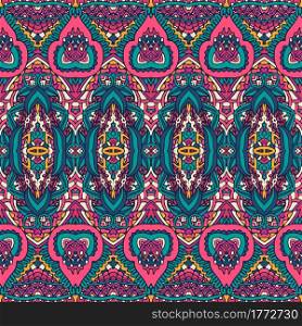 Vector seamless pattern abstract geometry colorful ethnic geometric psychedelic print. Vector seamless pattern ethnic tribal geometry psychedelic colorful fabric print