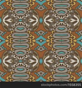 Vector seamless pattern african style art batik ikat. Ethnic brown color print vintage design.. Tribal vintage abstract geometric ethnic seamless pattern ornamental. Indian striped textile design