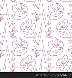 Vector seamless pattern and abstract background with red leaves and flowers for organic and healthy food packaging, natural eco cosmetics and vegan products.. Vector seamless pattern and abstract background with red leaves and flowers for organic and healthy food packaging, natural eco cosmetics and vegan products