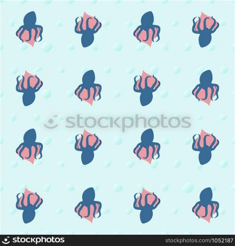 Vector seamless pattern by Valentines Day octopus wraps around the heart. Vector seamless pattern octopus wraps around the heart