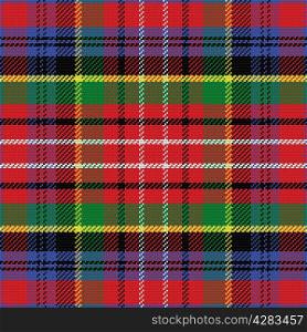 vector seamless pattern Caledonia Scottish tartan, black, white, blue; yellow, green; red