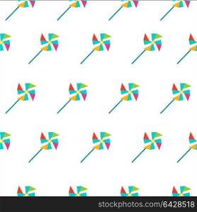 Vector seamless pattern. Colored paper pinwheel. Pattern for textiles, paper, Wallpaper.
