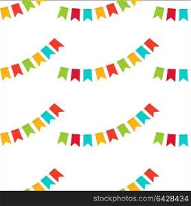 Vector seamless pattern. Colorful festive flags. Pattern for textiles, paper, Wallpaper.