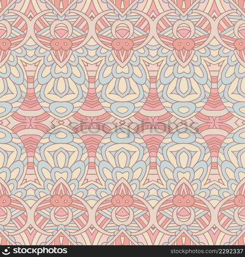 Vector seamless pattern Ethnic geometric line art print with ornaments. vintage wallpaper design muted pink colors.. Tribal vintage abstract geometric ethnic seamless pattern ornamental. Indian muted color textile design