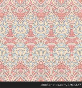Vector seamless pattern Ethnic geometric line art print with ornaments. vintage wallpaper design muted pink colors.. Tribal vintage abstract geometric ethnic seamless pattern ornamental. Indian muted color textile design