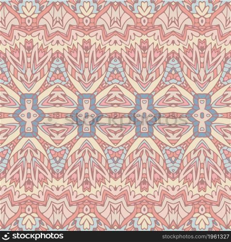 Vector seamless pattern Ethnic tribal natural color print vintage design. Bohemian style. Trendy african tribal seamless pattern fort fabric. Bohemian nomadic style doodle handdrawn arts.