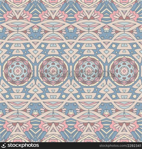 Vector seamless pattern Ethnic tribal natural color print vintage design. Bohemian style. Ethnic seamless vintage art background.. Abstract bohemian indian textile ethnic seamless pattern ornamental. Vector ethnic geomertric art background