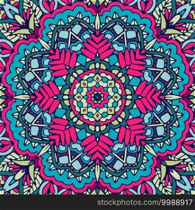 Vector seamless pattern flower colorful ethnic tribal geometric psychedelic mexican print