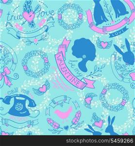 vector seamless pattern for Valentine Day in a vintage style