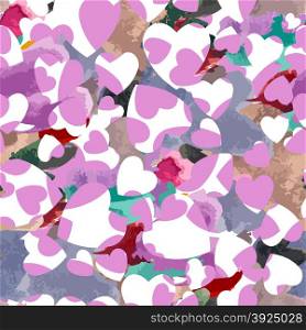 Vector seamless pattern from hearts like watercolors