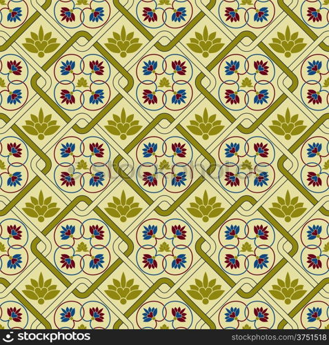 vector seamless pattern in eastern style, seamless pattern in swatch menu