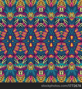 Vector seamless pattern intricate abstrac folk art style. Colorful ethnic geometric psychedelic print.. Vector seamless pattern ethnic tribal colorful print
