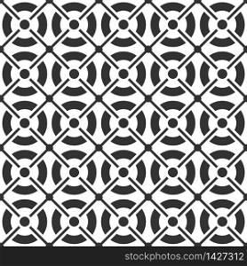 Vector seamless pattern of circles and lines for the design and decoration of textiles, fabrics, packaging, backgrounds, panels and banners