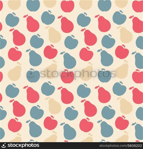 Vector seamless pattern of fruit - apple and pear
