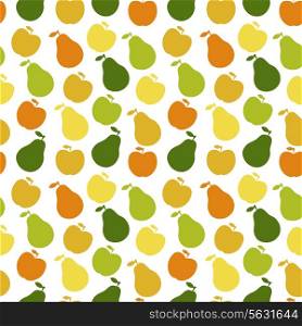 Vector seamless pattern of fruit - apple and pear