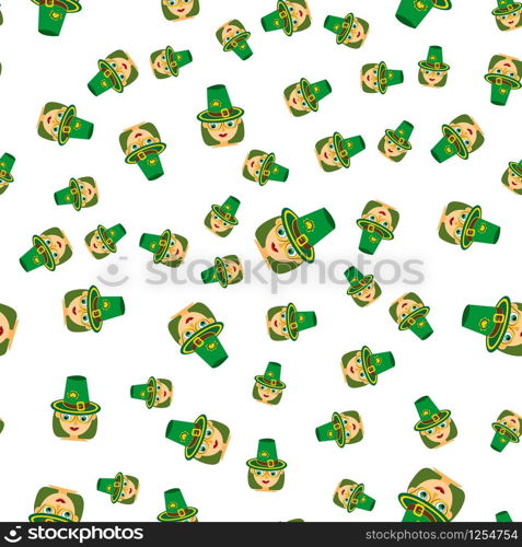 Vector seamless pattern of girl in a green hat and glasses on a white background. Stock Illustration for St. Patrick&rsquo;s Day. EPS 10 editable vector.. Vector seamless pattern of girl in a green hat and glasses on a white background. Stock Illustration for St. Patrick&rsquo;s Day.