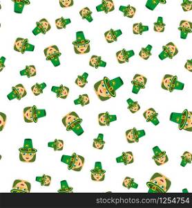 Vector seamless pattern of girl in a green hat and glasses on a white background. Stock Illustration for St. Patrick&rsquo;s Day. EPS 10 editable vector.. Vector seamless pattern of girl in a green hat and glasses on a white background. Stock Illustration for St. Patrick&rsquo;s Day.