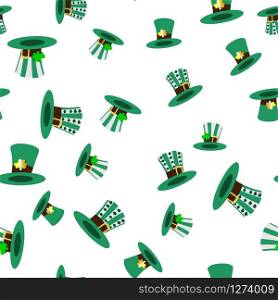 Vector seamless pattern of green hat on a white background. Stock Illustration for St. Patrick&rsquo;s Day. EPS 10 editable vector.. Vector seamless pattern of green hat on a white background. Stock Illustration for St. Patrick&rsquo;s Day.