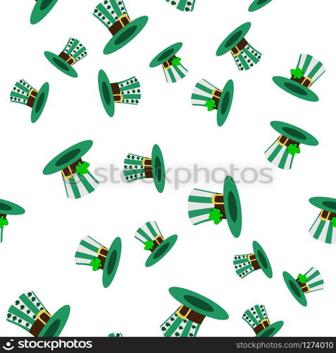 Vector seamless pattern of green hat on a white background. Stock Illustration for St. Patrick&rsquo;s Day. EPS 10 editable vector.. Vector seamless pattern of green hat on a white background. Stock Illustration for St. Patrick&rsquo;s Day.