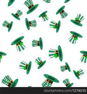Vector seamless pattern of green hat on a white background. Stock Illustration for St. Patrick&rsquo;s Day. EPS 10 editable vector.. Vector seamless pattern of green hat on a white background. Stock Illustration for St. Patrick&rsquo;s Day.