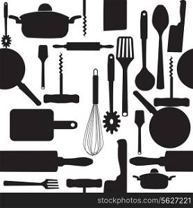 Vector seamless pattern of kitchen tools.