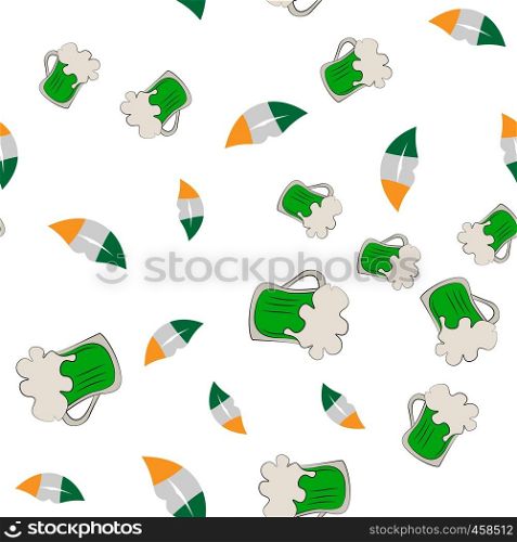 Vector seamless pattern of lips and beer mug on a white background. Stock Illustration for St. Patrick's Day. EPS 10 editable vector.. Vector seamless pattern of lips and beer mug on a white background. Stock Illustration for St. Patrick's Day.