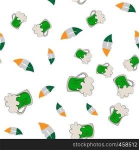 Vector seamless pattern of lips and beer mug on a white background. Stock Illustration for St. Patrick's Day. EPS 10 editable vector.. Vector seamless pattern of lips and beer mug on a white background. Stock Illustration for St. Patrick's Day.