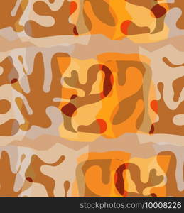 Vector seamless pattern of organic Matisse shapes. Natural earthy colors floral underwater life. Abstract seaweed camouflage background. Trendy floating wavy geometry. Random layered hand drawn art.