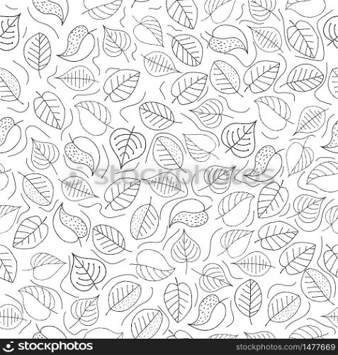 Vector seamless pattern of plant leaves drawn by hand for simple backgrounds and textures, fabrics, packaging and wrappers, for theme design
