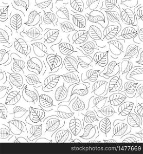 Vector seamless pattern of plant leaves drawn by hand for simple backgrounds and textures, fabrics, packaging and wrappers, for theme design