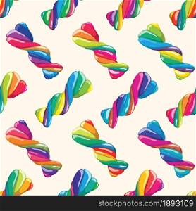 vector seamless pattern of twisted lollies, colorful candy background