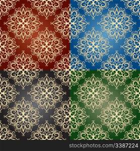 vector seamless pattern on 4 backgrounds