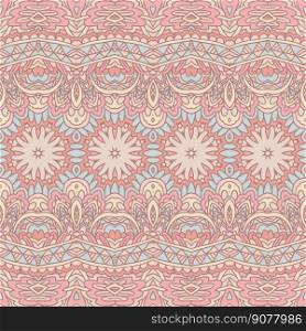 Vector seamless pattern peach tone Ethnic natural color print vintage design. Bohemian style. Background fill. Pastel colors asian tribal seamless pattern fort fabric. Bohemian nomadic style doodle handdrawn arts.