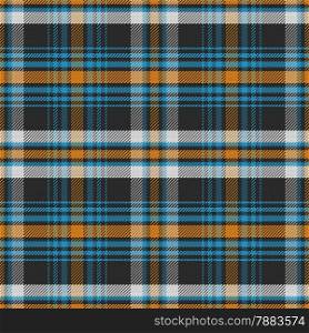 vector seamless pattern Scottish tartan, white and black, blue and orange