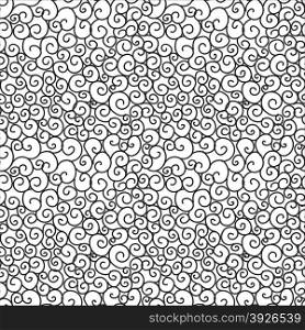 Vector Seamless Pattern, waves and swirls, black and white