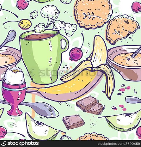 vector seamless pattern with a breakfast food