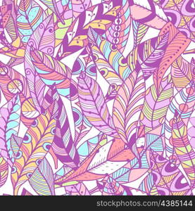 vector seamless pattern with abstract birds feathers